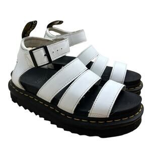 Dr. Martens Platform Sandals Blaire Hydro White Strappy Buckle Women’s Size 5